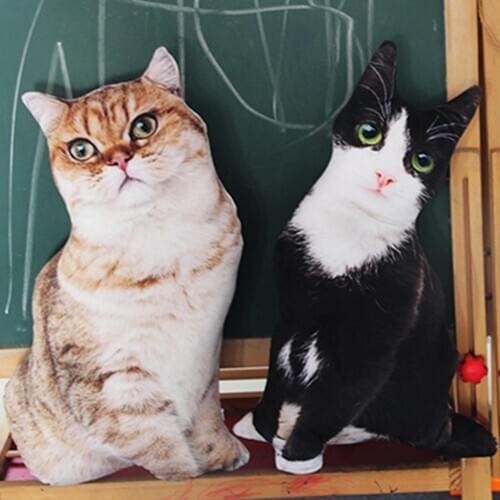 50cm Simulation Three-dimension Stuffed Pillow Cute Cat Plush Toy Children Doll Soft Animal Reading Pillow Cushion Doll Kid Gift