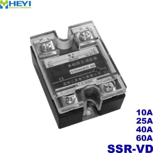 SSR-10VD 25VD 40VD 60VD single-phase voltage regulator 10A 25A 40A 60A voltage input 0-5V radiator