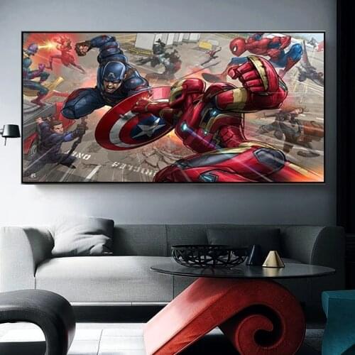 Marvel Poster Superhero Avengers Comics Canvas Painting Modern Art Wall Print Childs Room Iron Man Bedroom Picture Decor