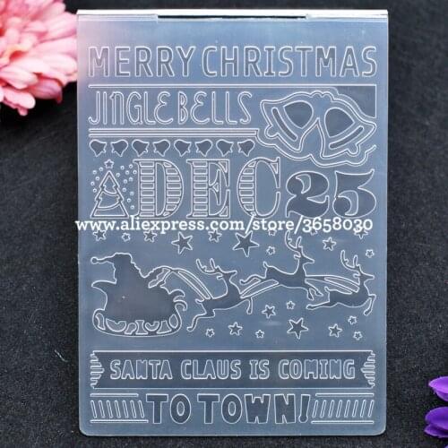 MERRY CHRISTMAS JINGLE BELLS Plastic Embossing Folder For Scrapbook DIY Album Card Tool Plastic Template 10.6x14.5cm 8101432