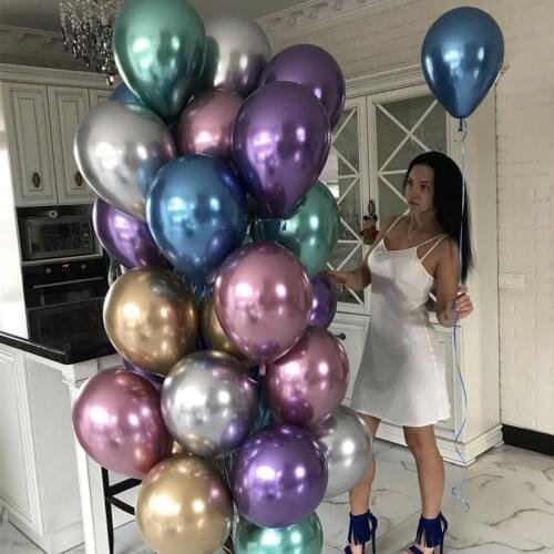 50 100pcs 5/10/12inch Glossy Metal Pearl Latex Balloons Chrome Metallic Colors helium Air Balls Globos Birthday Party Decoration