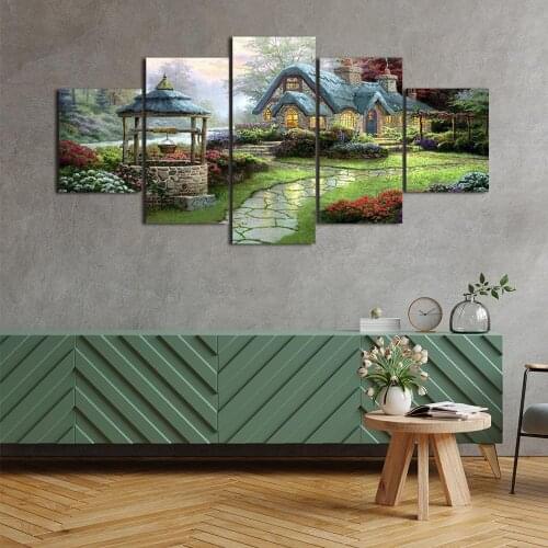 Modern Canvas Painting Beautiful House Posters and Prints Wall Art Picture for Living Room Home Decor with Frame