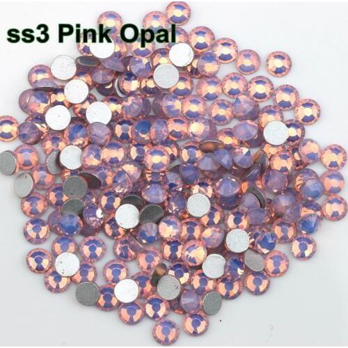 Ss3 (1.3-1.5mm) Pink Opal Non-hotfix Rhinestones, 1440pcs/Lot, Flat Back Nail Art Glue On Crystal Stones