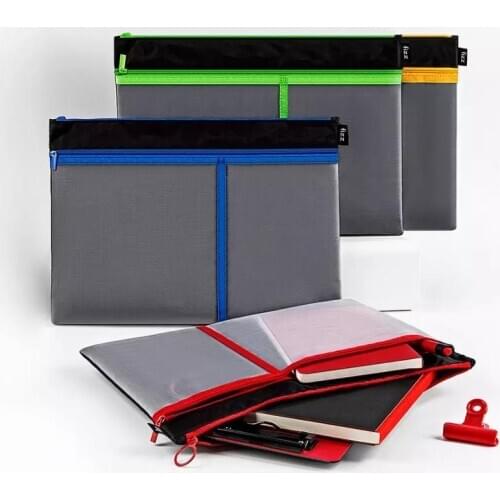 New Fizz A4 File Zipper Bag Storage Large Capacity Mesh File Bag Meeting Testing Organize Bag 4 Colors Stationery Supplies