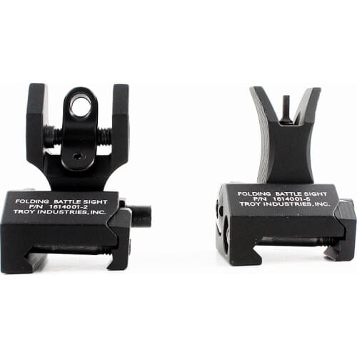 Troy Tactical Hunting Iron Flip Up Front & Rear Folding Metal Sight Set For Airsoft GelballQuick Detach Rapid Transition