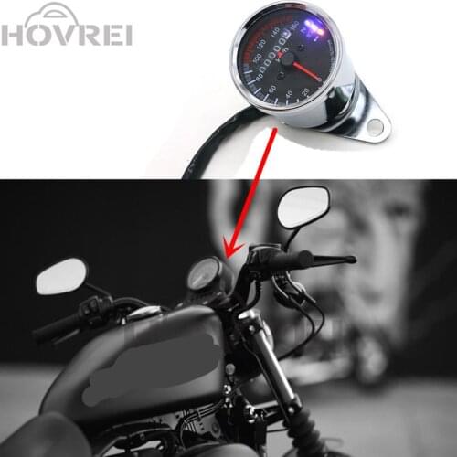 Universal retro motorcycle LED Speedometer Odometer ATV Bike Scooter Dual Speed Meter Gauge LED Indicator DC 12V 0~160km/h
