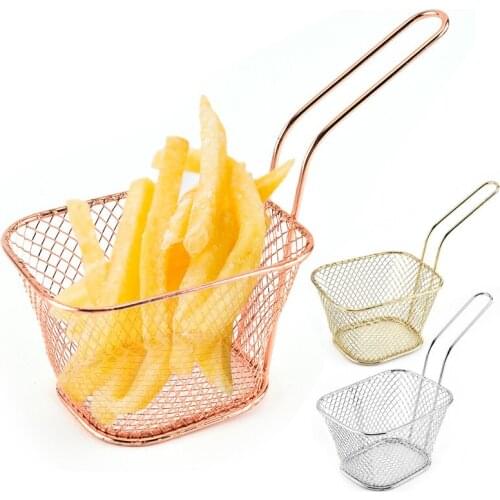 Iron French Deep Fryers Basket Net Mesh Fries Chip Kitchen Tool Stainless Steel Fryer Home Mini French Fries Baskets Strainer