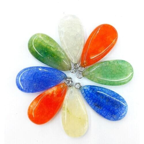 1pc Natural Agates Stone Charms Womens Jewelry Making Colorful Drop Shape Pendant Chain for DIY Cute Necklace Accessories Wicca