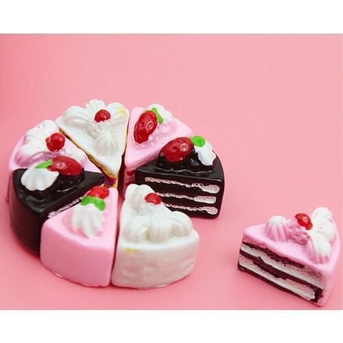 10PCS Kawaii Flat Back DIY Miniature Artificial Fake Food Cake Resin Cabochon Decorative Craft Play Doll House Toy