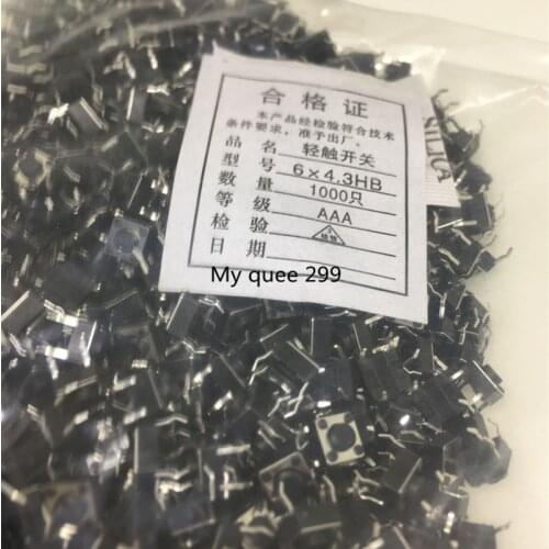 1000PCS 6X6X4.3 DIP Tactile Tact Mini Push Button Switch Micro Switch Momentary 6*6*6mm