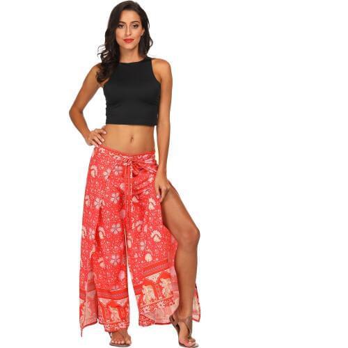 2019 New Yoga Pants Loose Wide Leg Pants Women sport Running Pants Women Half Exposed Sports Pants Bandage Trousers Two Clothes