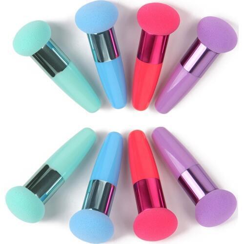4 Colors Round Mushroom Sponge Puff Stick Rods Chubby Makeup Brushes Foundation Powder Brush Face Cosmetic brochas maquillaje