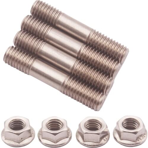 4PCS/Set 304 SS M8X1.25 Stud & Flange Nuts 42mm For T25 T28 Turbo Exhaust