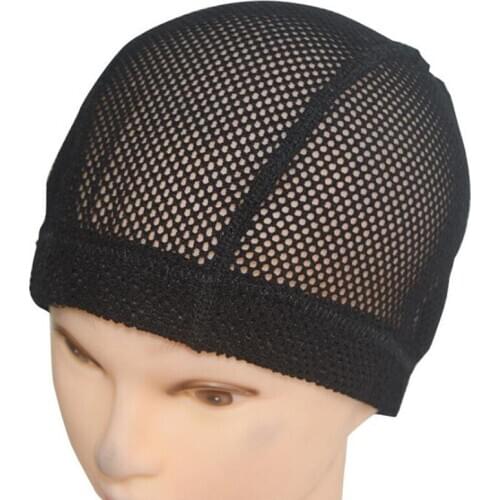 5pcs Big Hole Mesh Dome Wig Cap Hair Nets Large Hole Black Dome Caps To Make Wigs With Elastic Band Wave Cap
