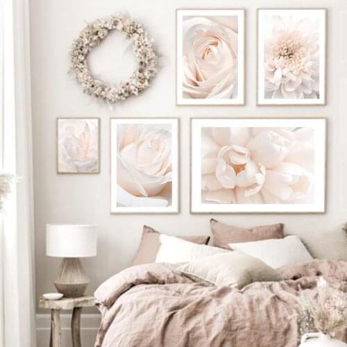 White Flower Dahlia Rose Peony Minimalist Wall Art Canvas Painting Nordic Posters And Prints Wall Pictures For Living Room Decor