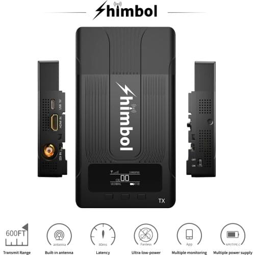 Shimbol ZO600S 1080P60 HDMI&SDI Wireless Video Transmission System for SLR/MILC Camera with 600ft Long Range,0.08s Low-Latency,s