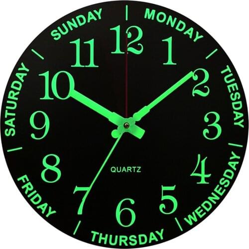 Large Luminous Wall Clock with Night Light Silent Quartz Indoor Decoration