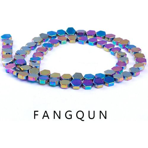 6colors 6mm Natural Stone Hematite Beads Bright Hexagonal shape Loose beads for DIY Necklace Bracelet Jewelry Making Accessories