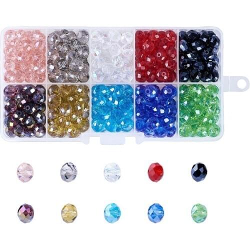 1 box 8x6mm 10 Color Glass Beads Crystal Suncatcher Pearl Luster Plated Mixed Color for Jewelry Making DIY Bracelet Hole: 1mm