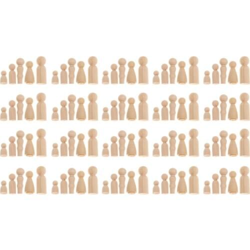 100x Wood Peg Doll Family Unfinished Blank Figurine DIY Craft Kids Toy Gift
