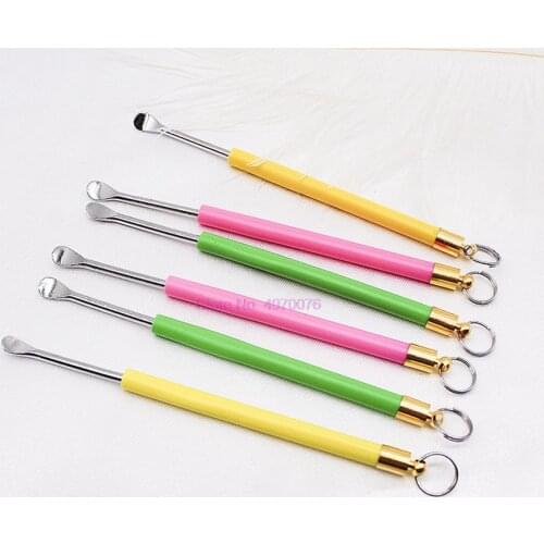 DHL 50set 100pcs/set Ear Wax Pickers Metal Ear Picks Wax Removal Curette Remover Cleaner Ear Care Spoon Tool Ear Syringe