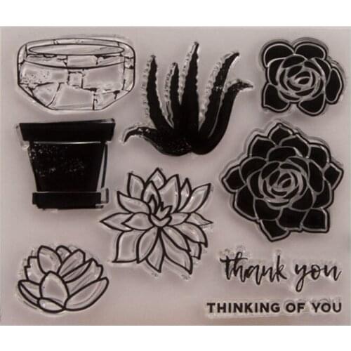 Aloe Potted Plant Transparent Clear Silicone Stamp Seal DIY Scrapbook Rubber Stamping Coloring Embossing Diary Decor Reusable T1
