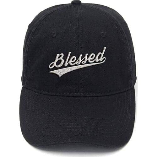 Lyprerazy Blessed Christ Christian Washed Cotton Adjustable Men Women Unisex Hip Hop Cool Flock Printing Baseball Cap