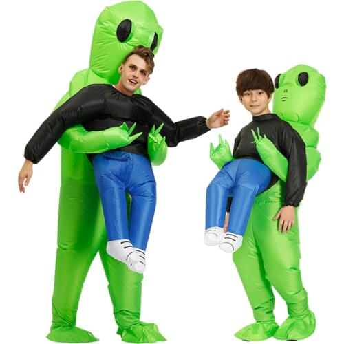 Cosplay Anime Inflatable Costume Green Alien Adult Kids Funny Blow Up Suit Party Fancy Dress Party Cosplay Halloween Costume