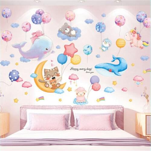 Balloons Clouds Wall Stickers DIY Animal Pegatinas Wall Decals for Kids Rooms Baby Bedroom Nursery Home Decoration Accessories