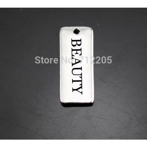 New Arrival fashion Antique silver color 100pcs 1 lot Vintage Rectanglet BEAUTY Pendant Charms