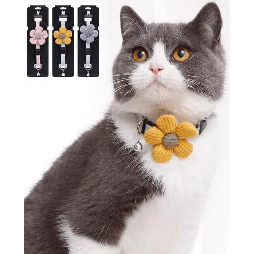 3D Sunflower Cute Cats Bell Collar For Cat Puppy Dog Necklace Collars Adjustable Nylon Neck Strap Leads Pet Accessories