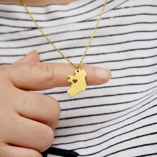 European and American new Ireland country map necklace pendant stainless steel ornaments Rose gold and steel