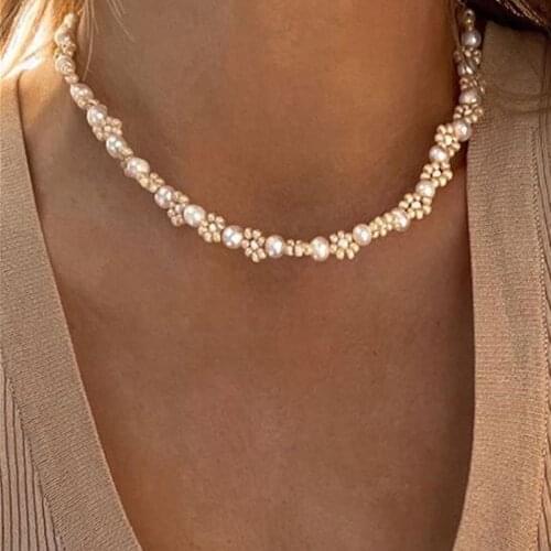 Vienkim Bohemian Multicolor Beaded Necklaces For Women Boho Gold Color Metal Chain Handmade Beads Flower Necklace Jewelry