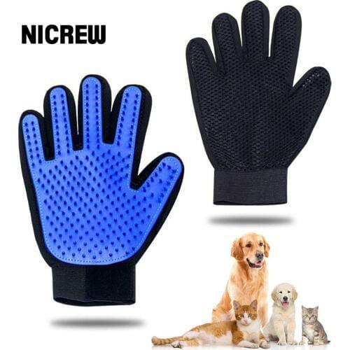 NICREW Hair Remover Glove Cat Grooming Glove for Cats Brushing Wool Glove Pet Hair Deshedding Brush Comb Glove For Pet Cleaning
