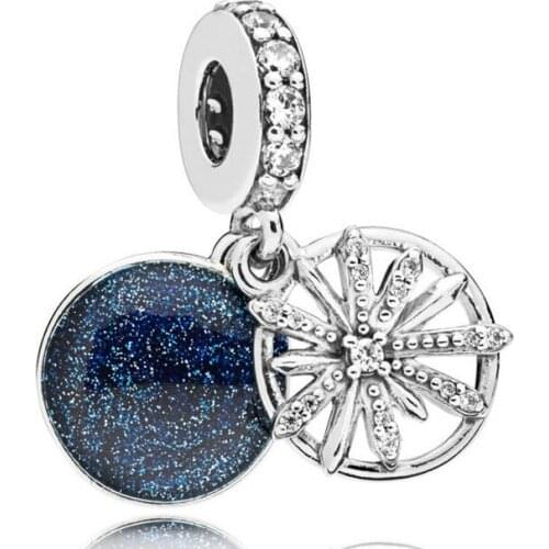 QANDOCCI 90th Anniversary Mary Poppins Umbrella Castle Pendant Charm Fit Pandora Bracelet 925 Sterling Silver Jewelry