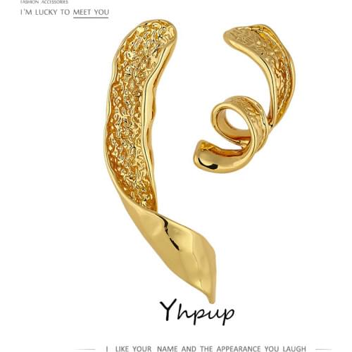 Yhpup Stylish Personality Distortion Irregular Metal Stud Earrings Asymmetry Copper Earrings for Women Party Jewelry Gift 2020