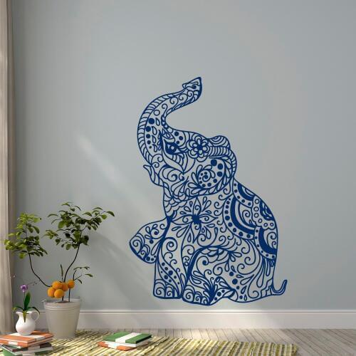 Elephant Yoga Wall Decals Indie Wall Art Bedroom Dorm Nursery Boho Bohemian Bedding Decor Interior Design Wallpaper Mural JW044