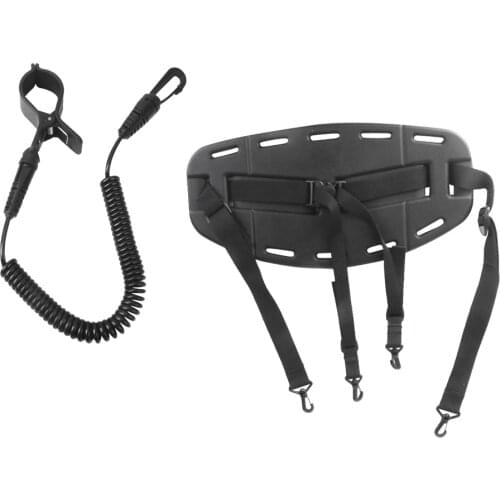 Heavy Duty Universal Adjustable Padded Kayak Canoe Seat Backrest Back Rest Support with Coiled Paddle Leash Fishing Rod Lanyard