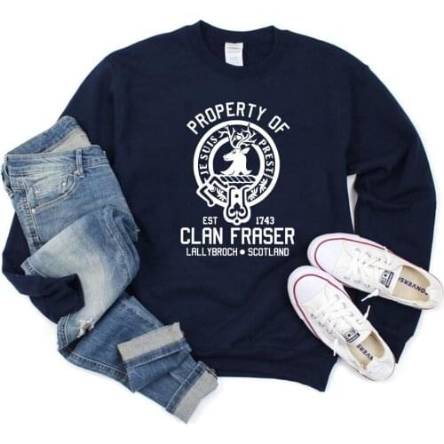 Claire Jamie Fraser Outlander Tv Show Crewneck Sweatshirts Women Sassenach Hoodies Property of Clan Foster Outlander Sweatshirt
