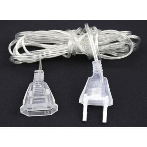 New EU/UK Plug Extender Wire Extension Cable EU/US Plug For LED String Light Christmas Wedding Party Home Decoration 5m