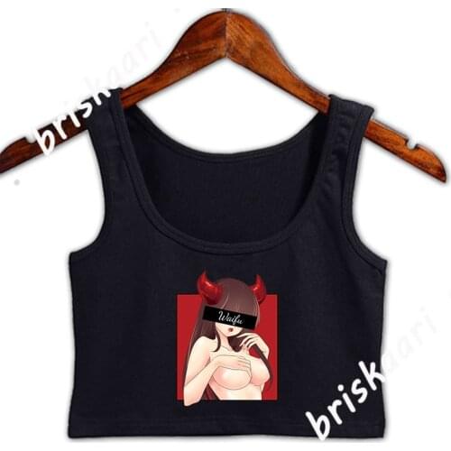 Waifu Material Hentai Otakus Lewd Japanese Devil Gi Crop Top Interesting Kawaii Top Unique Round Neck Custom New Style Vest