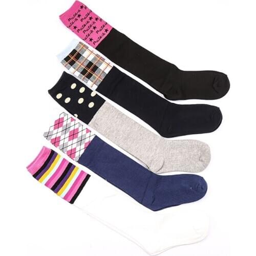 W125 Free shipping 5-10 years old children high socks joker student personality cuffs spell color cotton socks for children
