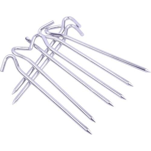 High-quality 18cm tent accessories question mark nail aluminum ground mat lengthened peg hooks tiki metal stake
