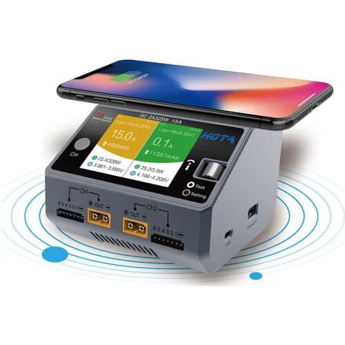 HOTA D6 Dual Channel Smart Lipo Battery Charger 2*DC325W 15A for Lipo NiMH Battery Phone Wireless Charging New RC Parts