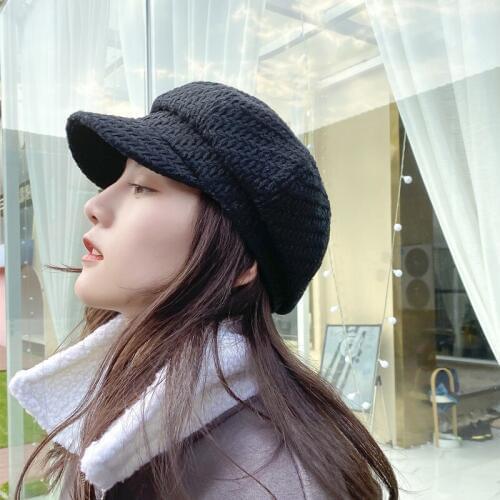 2019 New Women Octagonal Hat Autumn Winter Fleece Wool Beret Hat For Girls Boy Casual Newsboy Hat Female Octagonal Cap keep warm