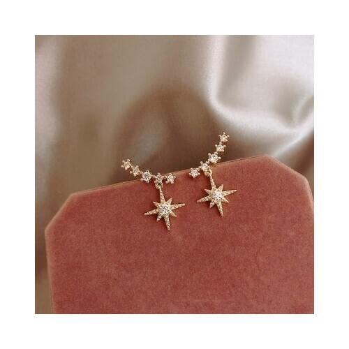 New 2020 contracted delicate crystal Star temperament stud earrings Women Korean Classic style small Earrings Fashion Jewelry