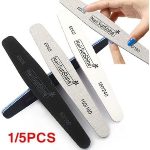 1/5Pcs Nail File Professional 100 180 Double Side Grit Trimmer Sandpaper Sanding Block Pedicure Manicure Polishing Tools