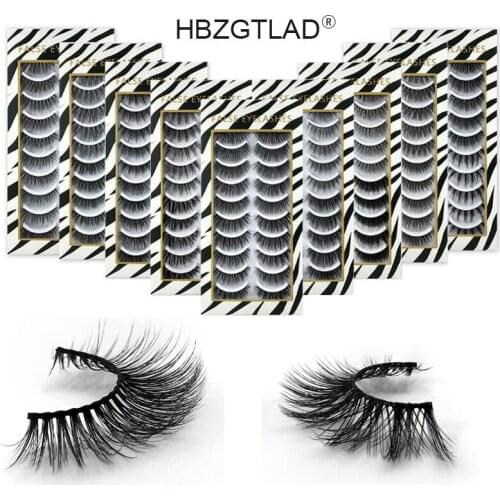 10 Pairs/Set Makeup Natural 3D Volume Mink False Eyelashes Curl Cross Long Thick Mink Lashes Soft Handmade Eye Extension Lashes