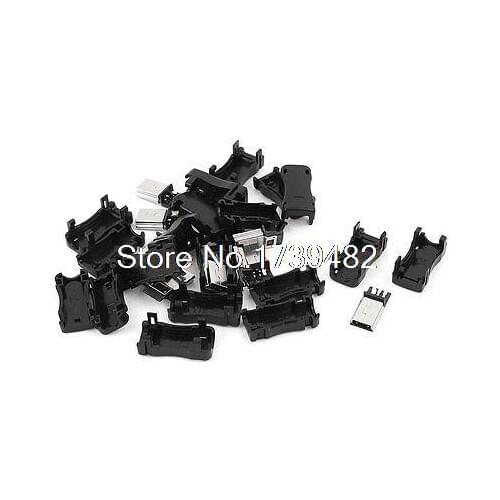 10pcs Type B 5 Pin Mini USB Male Plug Socket Connector w Plastic Shell for DIY