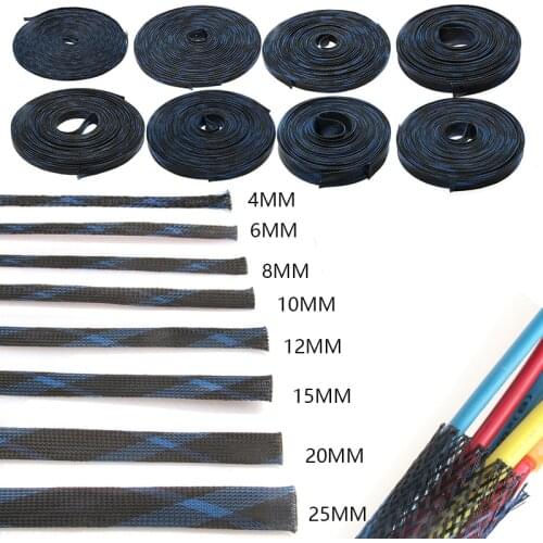 100M Tight PET Expandable 6mm Cable Sleeves Insulation Braided Sleeve Wire Gland Cables Spiral Wrapping Protection
